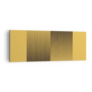Quadro su tela - Stampe su Tela - Linee nere verticali su sfondo giallo - 140x50cm - La quadratura degli opposti - Decorazione murale moderna per soggiorno e camera da letto ARTTOR