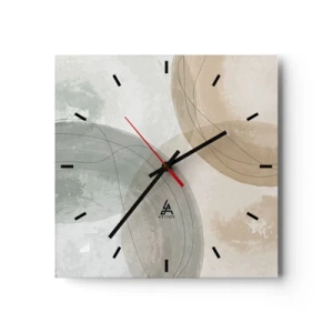Orologio da parete - Orologio in Vetro - Composizione astratta in colori pastello con linee - 30x30cm - Compenetrazione di mondi - Decorazione murale moderna per soggiorno e camera da letto ARTTOR