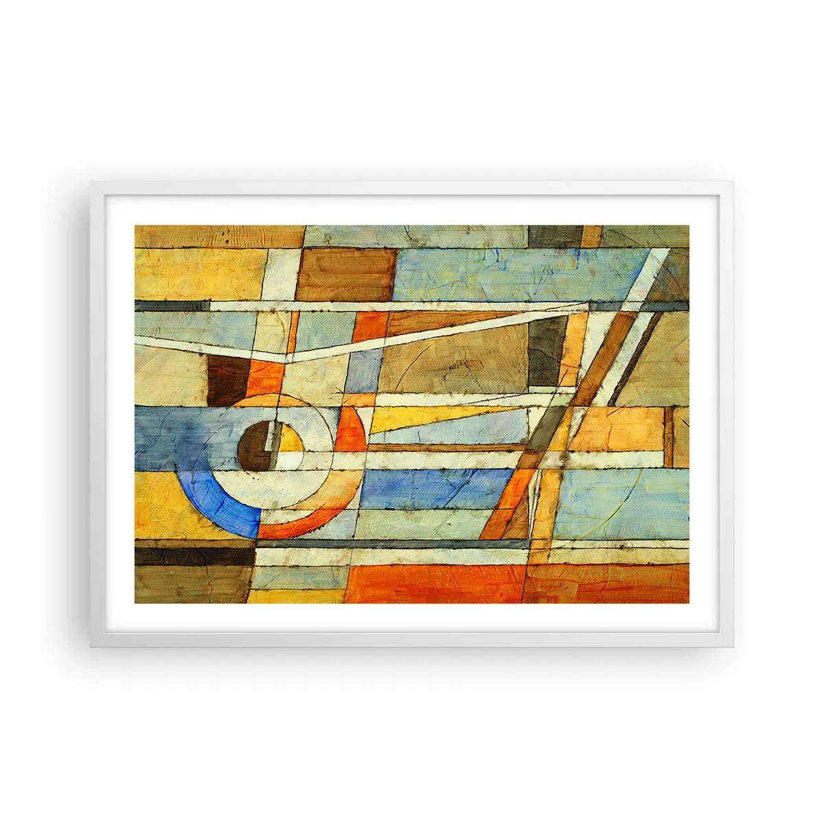 Poster in cornice bianca - Cubismo in cantiere - 70x50 cm