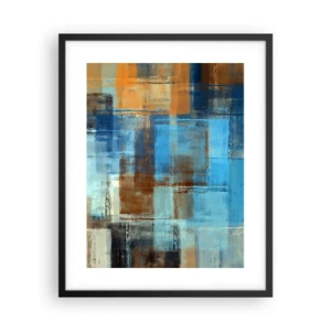 Poster in cornice nera - Attraverso la tenda blu - 40x50 cm