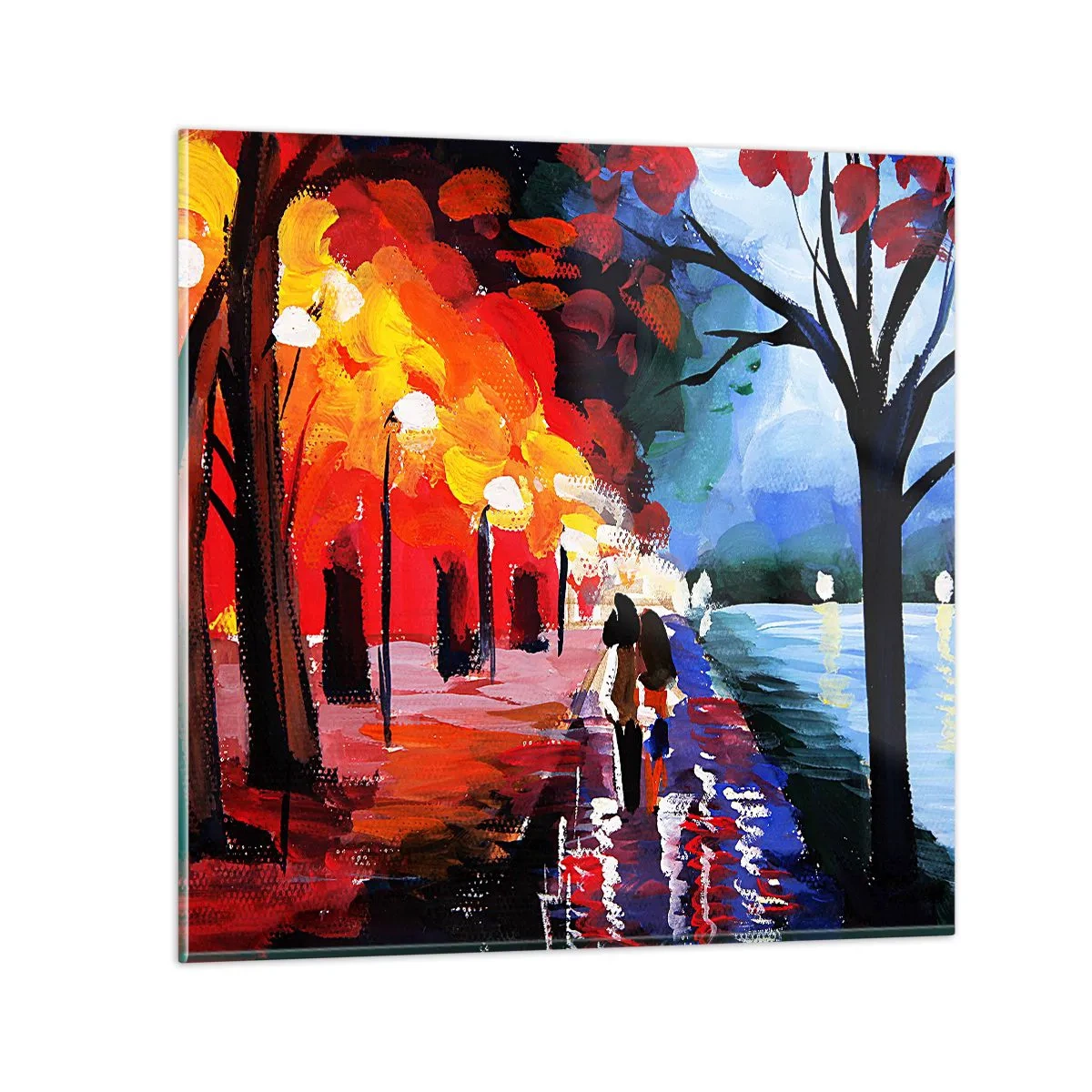 Quadro su vetro - Autunno infuocato nel parco - 40x40 cm