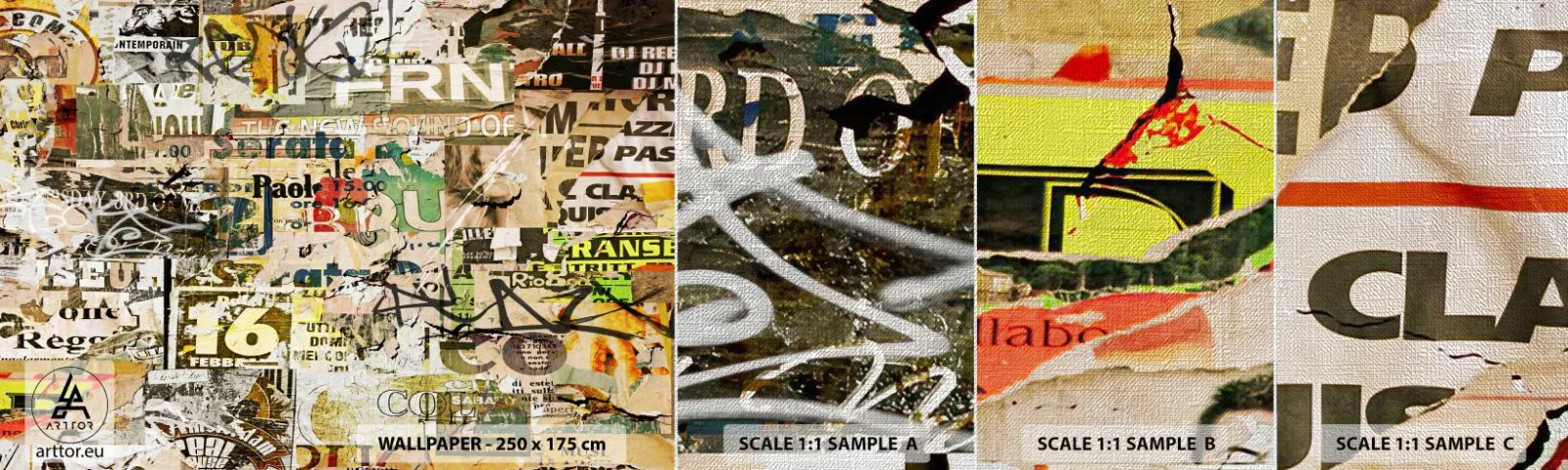 Campione di Fotomurale Premium Canvas - Qualcosa sta succedendo… - Graffiti, Murale, Pezzo - 100x30 cm
