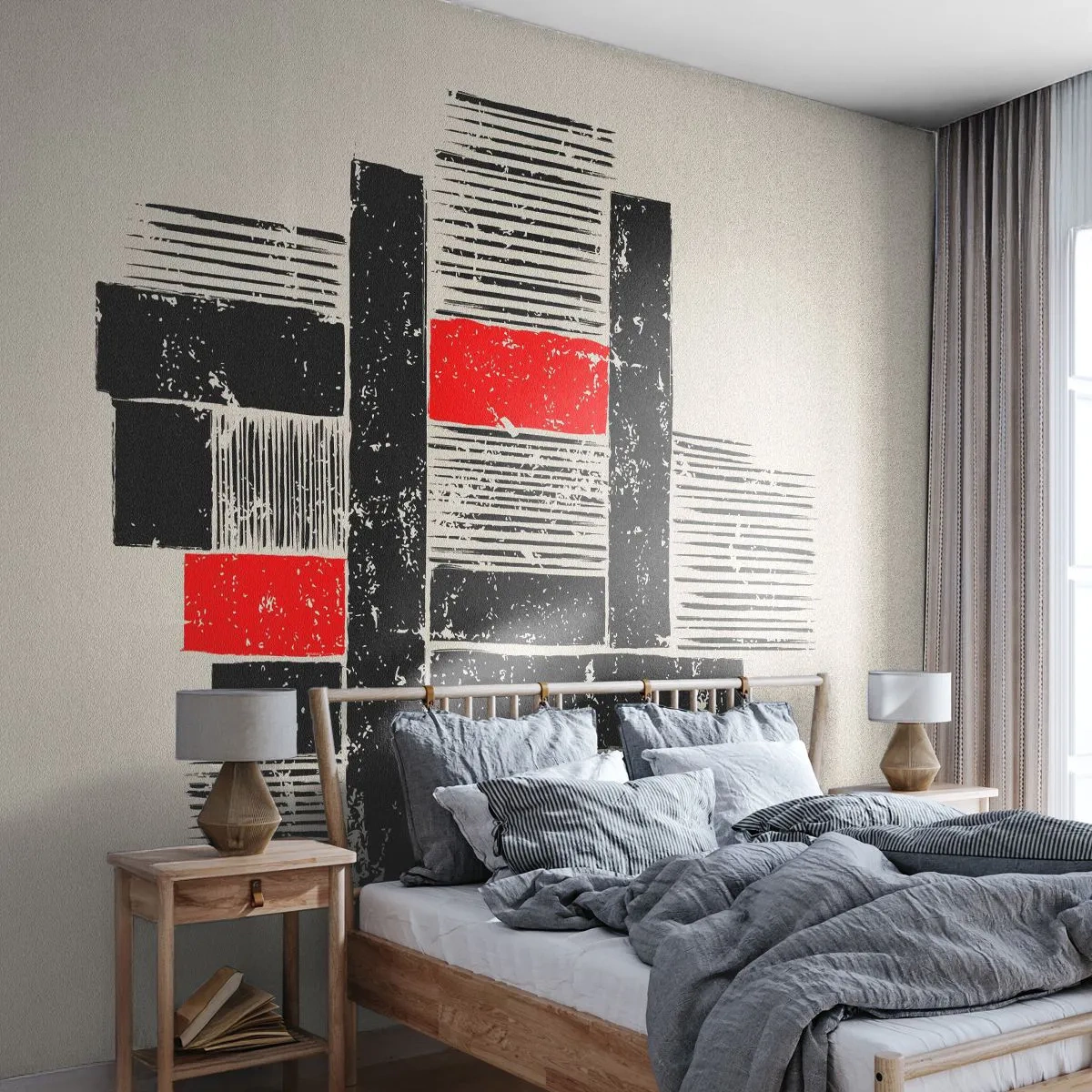 Fotomurali Autoadesivo Deluxe Sticker - Rosso e nero - Astrazione, Arte Moderna, Industriale - 250x175 cm