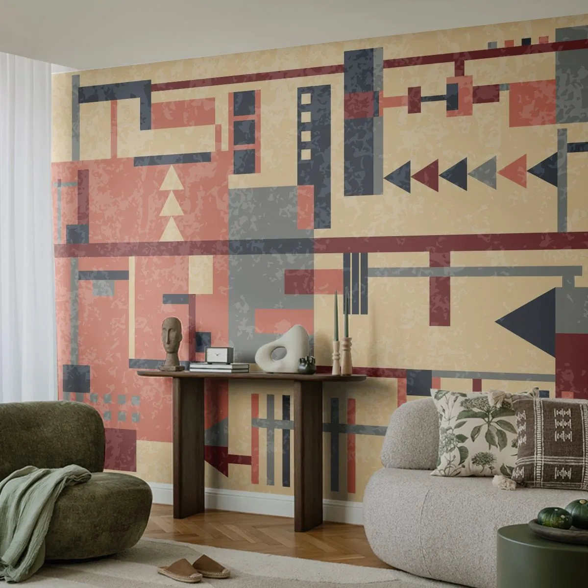 Fotomurali Autoadesivo Deluxe Sticker - Combinazione di orizzontali e verticali - Astrazione, Pezzo, Modello moderno - 250x175 cm