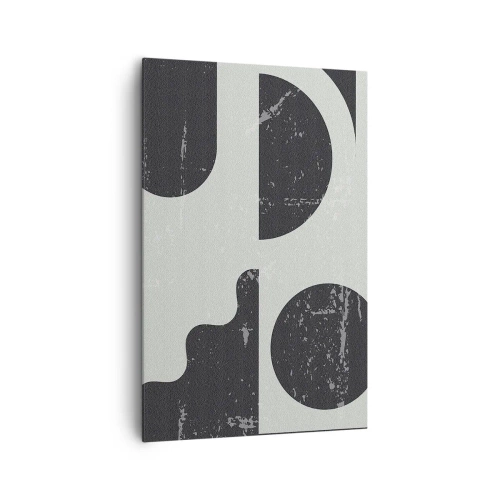 Quadro su tela - Stampe su Tela - Motivi geometrici nelle tonalità del nero e del grigio - 80x120cm - Composizione sopra e sotto - Decorazione murale moderna per soggiorno e camera da letto ARTTOR