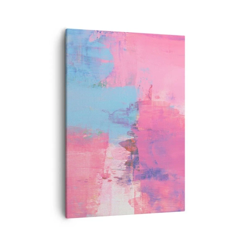 Quadro su tela - Stampe su Tela - Composizione astratta in rosa e blu - 50x70cm - Rosa, blu e un pizzico di luce - Decorazione murale moderna per soggiorno e camera da letto ARTTOR