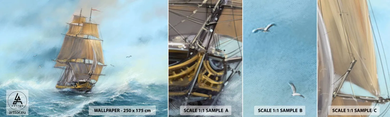 Campione Di Fotomurale Standard Eco - Frangendo i flutti - Mare, Nave, Nautico - 100x30 cm