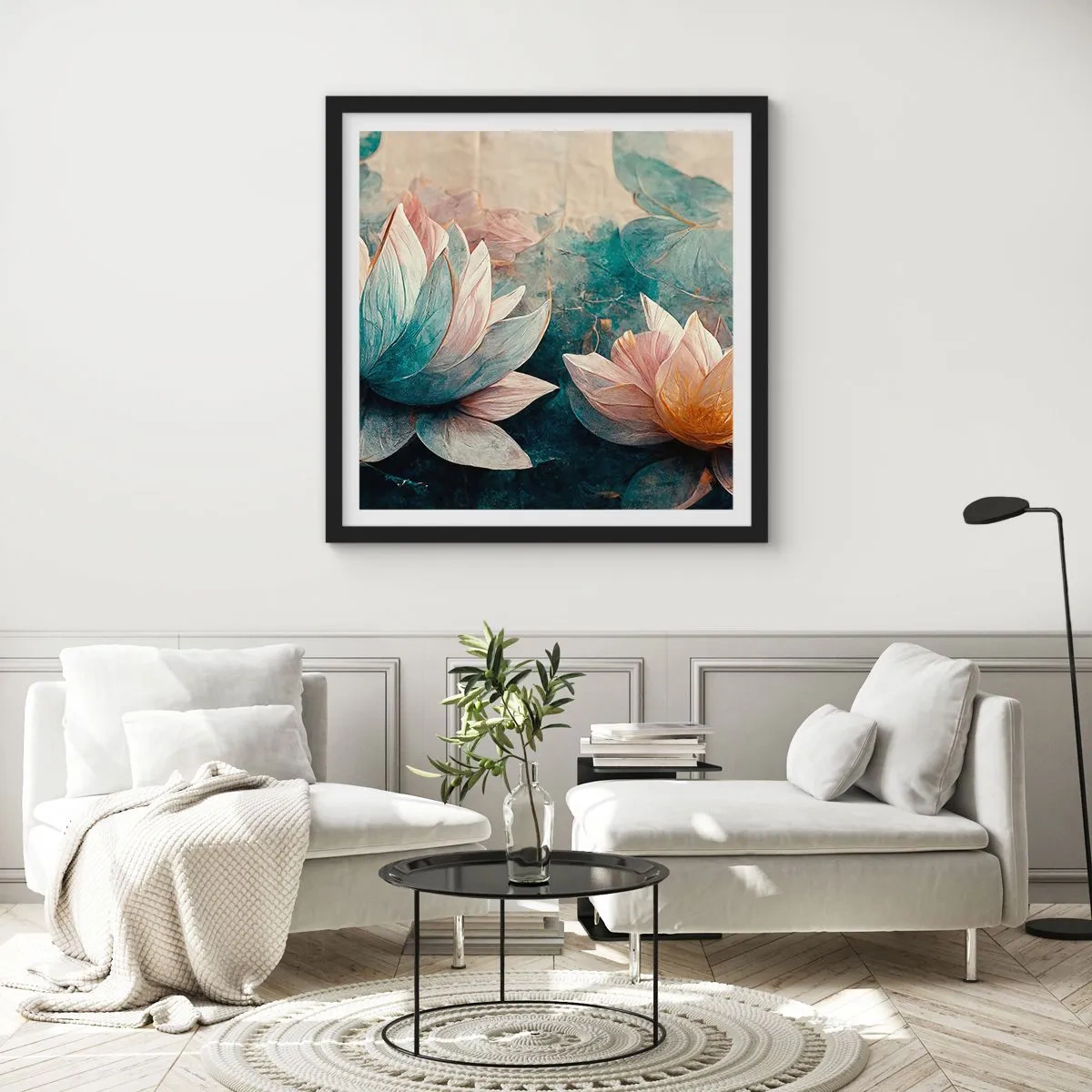 Poster in cornice nera - Le stelle del lago - 50x50 cm