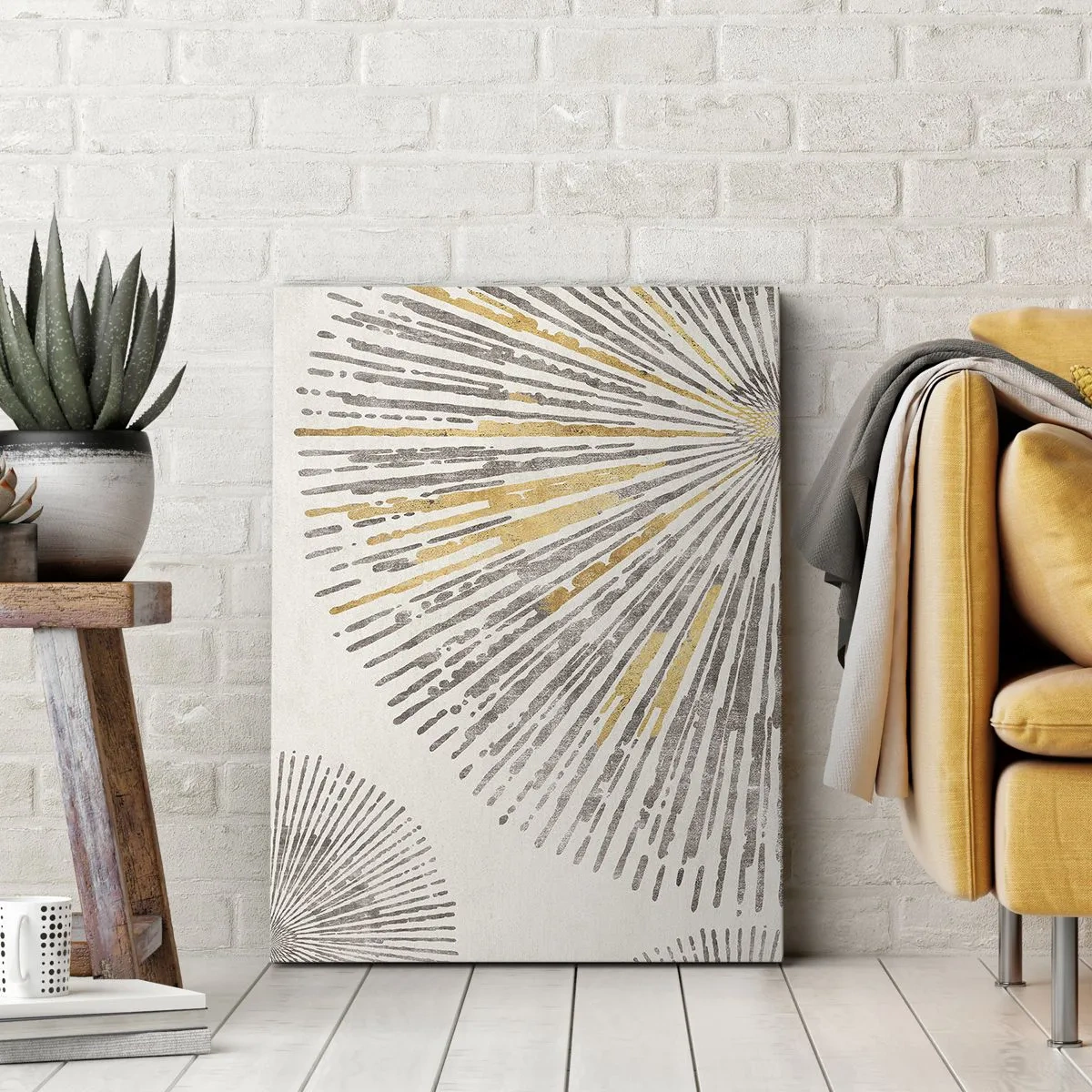 Quadro su tela - Stampe su Tela - Motivo astratto a forma di raggio - 50x70cm - La bellezza dei raggi - Decorazione murale moderna per soggiorno e camera da letto ARTTOR