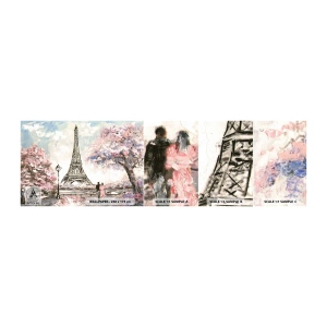 Campione di Fotomurale Adesivo Deluxe Sticker - Passeggiata a Parigi in aprile - Città, Torre Eiffel, Vicolo del parco - 100x30 cm