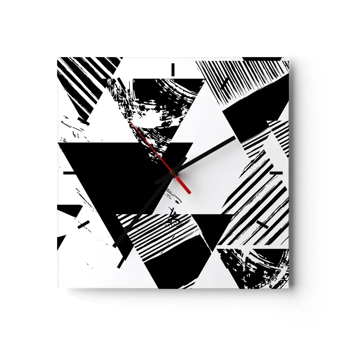 Orologio da parete - Orologio in Vetro - Pioggia di triangoli - 40x40 cm