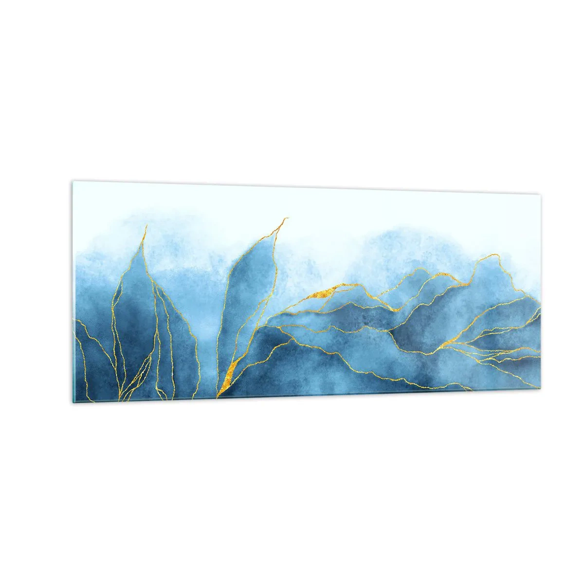 Quadro su vetro - Blu nell'oro - 100x40 cm