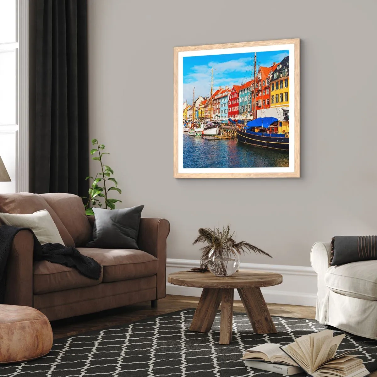 Poster in cornice rovere chiaro - Riva gioiosa - 60x60 cm