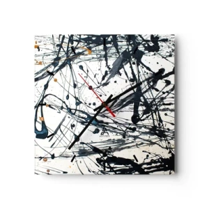 Orologio da parete - Orologio in Vetro - Motivo di pittura astratta con linee e macchie dinamiche - 30x30cm - Ha senso o non ha senso? - Decorazione murale moderna per soggiorno e camera da letto ARTTOR