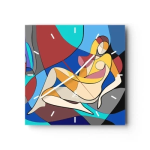 Orologio da parete - Orologio in Vetro - Nudo colorato in stile cubista - 30x30cm - Nudo cubista - Decorazione murale moderna per soggiorno e camera da letto ARTTOR
