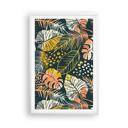 Poster in cornice bianca - Fantasia di foglie - 61x91 cm