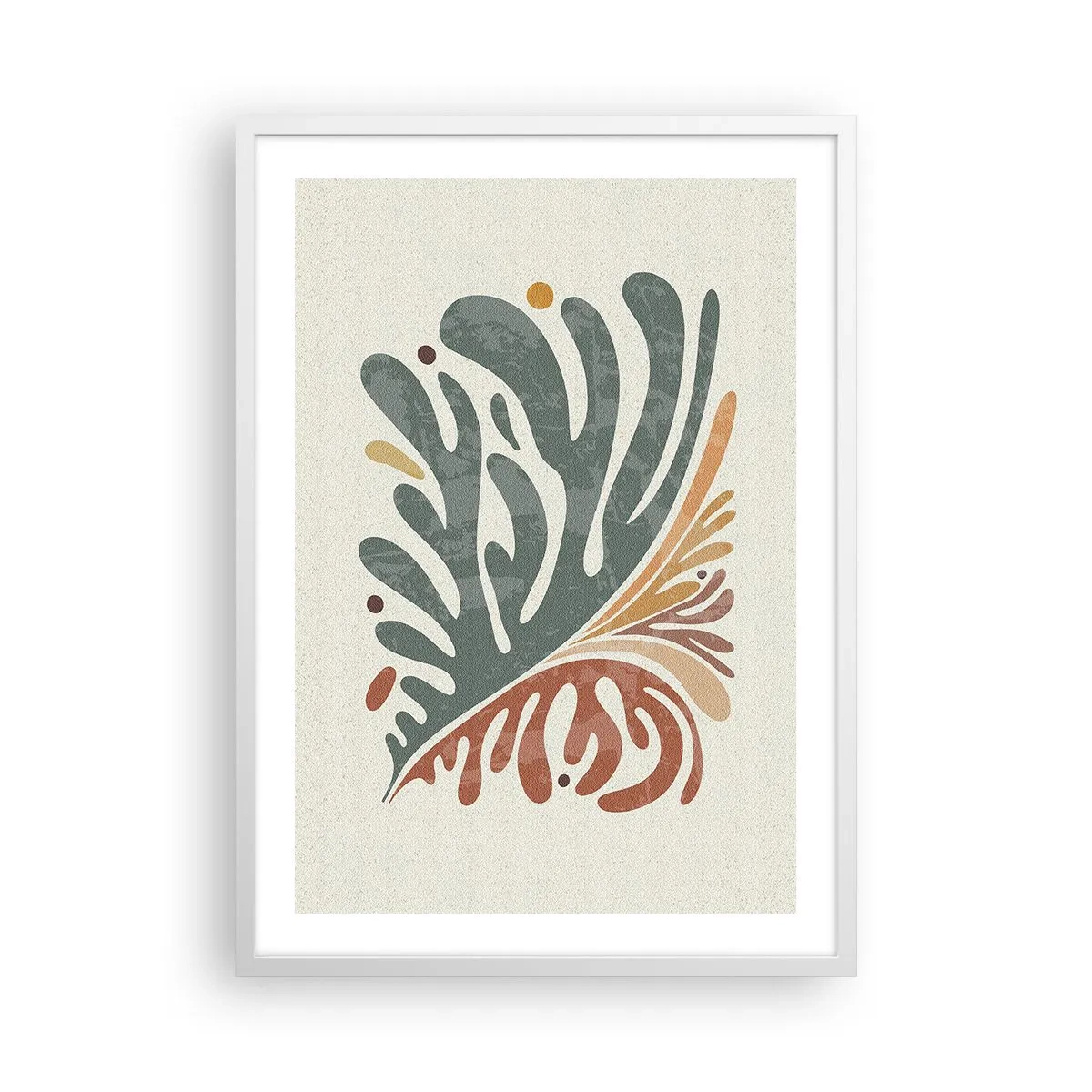 Poster in cornice bianca - Foglia multicolore - 50x70 cm
