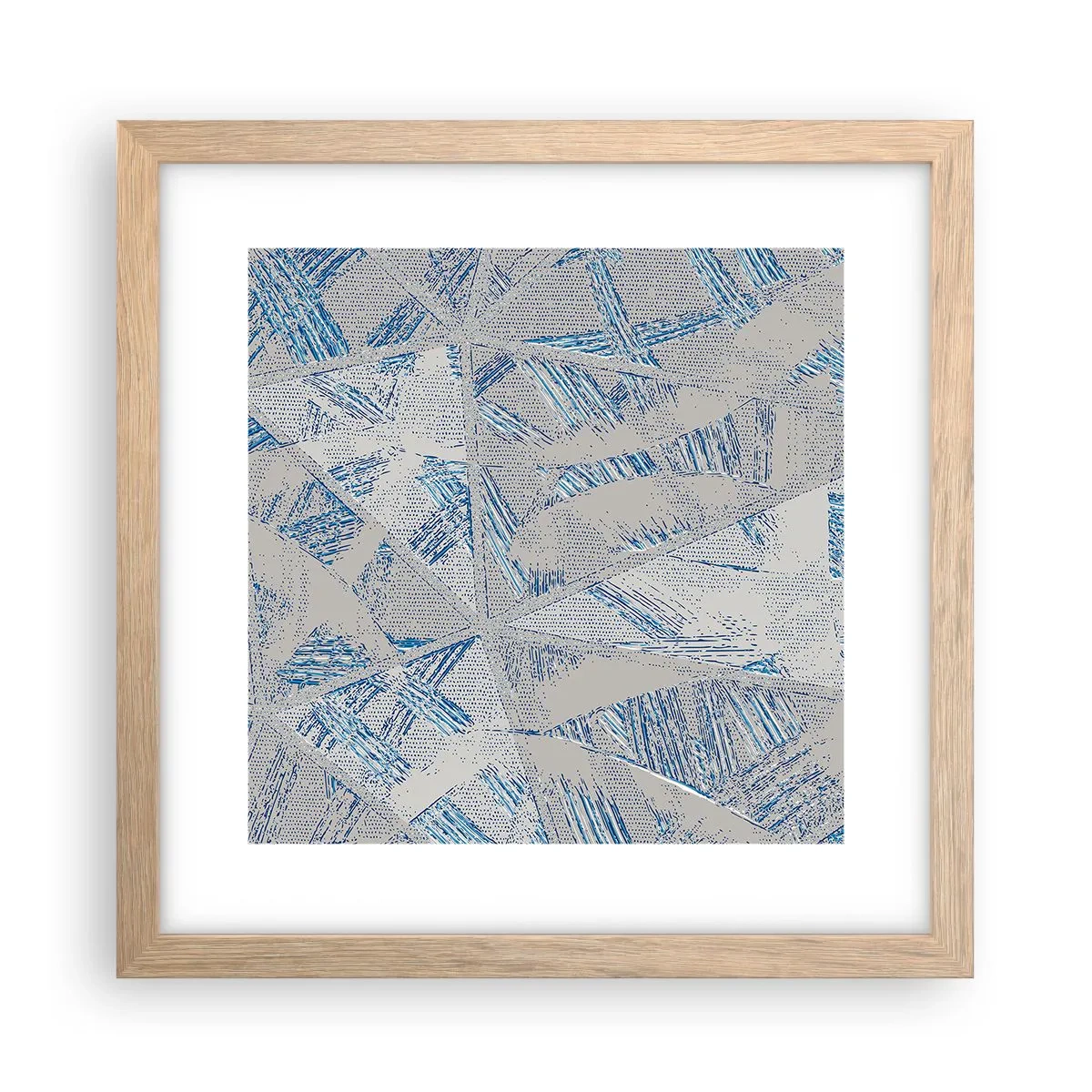 Poster in cornice rovere chiaro - Nel labirinto grigioblu - 30x30 cm