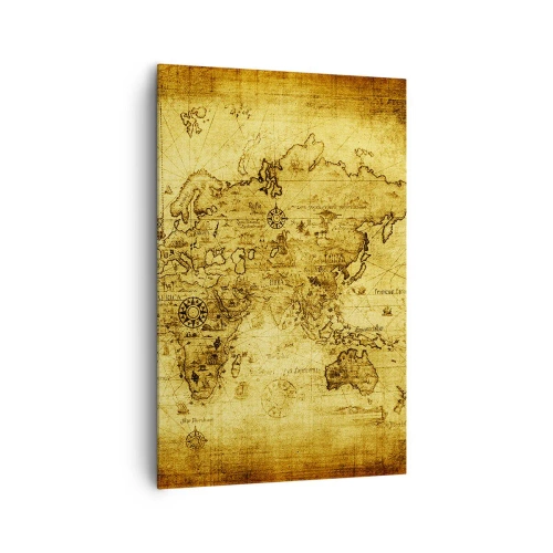 Quadro su tela - Stampe su Tela - Antica mappa del mondo d'epoca - 80x120cm - Questo mondo è strano - Decorazione murale moderna per soggiorno e camera da letto ARTTOR