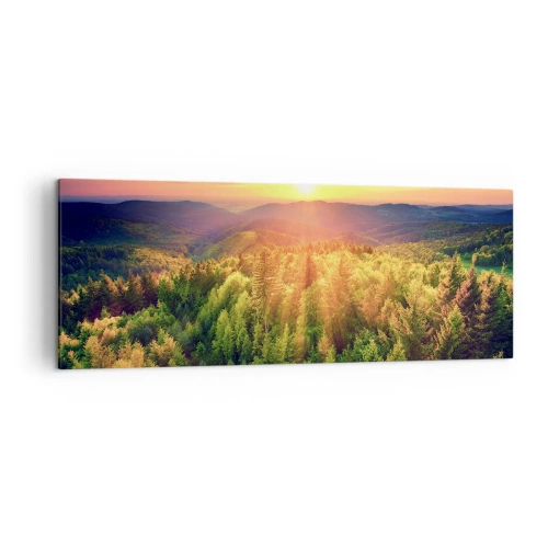 Quadro su tela - Stampe su Tela - Paesaggio forestale con tramonto sulle colline - 140x50cm - Vette e cime - Decorazione murale moderna per soggiorno e camera da letto ARTTOR