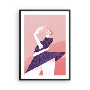 Poster in cornice nera - Silhouette femminile astratta in posa dinamica - 50x70cm - Ogni passo al ritmo di danza - Decorazione murale moderna per soggiorno e camera da letto ARTTOR