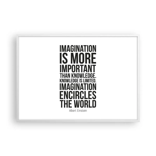 Poster in cornice bianca - Einstein sul potere dell'immaginazione - 100x70 cm