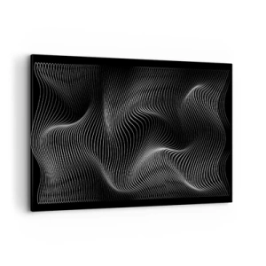 Quadro su tela - Stampe su Tela - Linee bianche astratte su sfondo nero - 100x70cm - La danza della luce nello spazio - Decorazione murale moderna per soggiorno e camera da letto ARTTOR