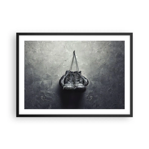 Poster in cornice nera - Vecchi guantoni da boxe contro il muro - 70x50cm - Tempo di lotte e tempo di pace - Decorazione murale moderna per soggiorno e camera da letto ARTTOR