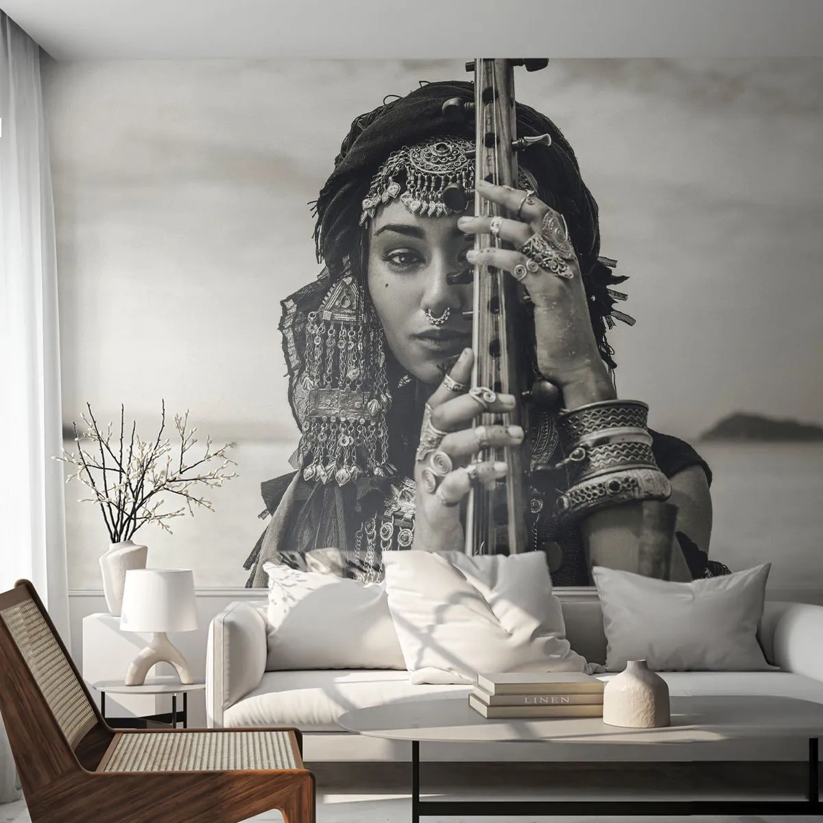 Fotomurali Autoadesivo Deluxe Sticker - La musica dell'oriente - Donna, Boho, Gioielleria - 250x175 cm