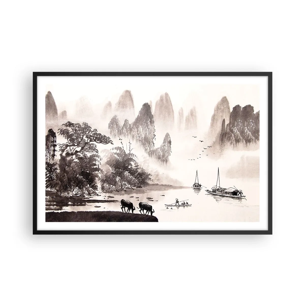 Poster in cornice nera - L'esotica quotidianità dell'Oriente - 91x61 cm