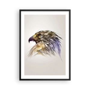Poster in cornice nera - Un ritratto artistico di un'aquila nei toni del beige e del viola. - 50x70cm - Ritratto di guerriero - Decorazione murale moderna per soggiorno e camera da letto ARTTOR
