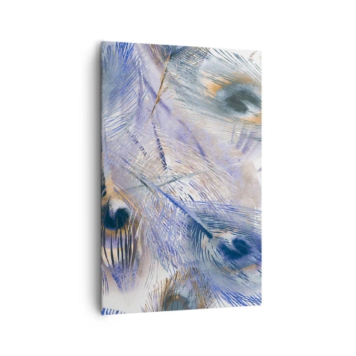 Quadro su tela - Stampe su Tela - Un motivo con piume di pavone nei toni del blu e dell'oro - 80x120cm - Composizione a occhio di pavone - Decorazione murale moderna per soggiorno e camera da letto ARTTOR