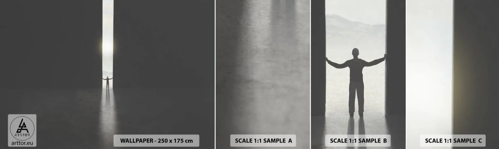 Campione Di Fotomurale Standard Eco - Un passo verso un chiaro futuro - Astrazione, Uomo, Pezzo - 100x30 cm