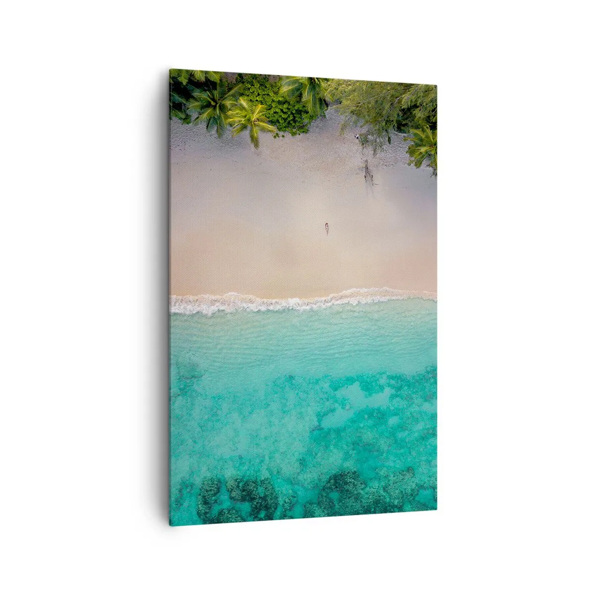 Quadro su tela - Stampe su Tela - Vista aerea di una spiaggia tropicale con acqua turchese - 80x120cm - Spiaggia del paradiso - Decorazione murale moderna per soggiorno e camera da letto ARTTOR