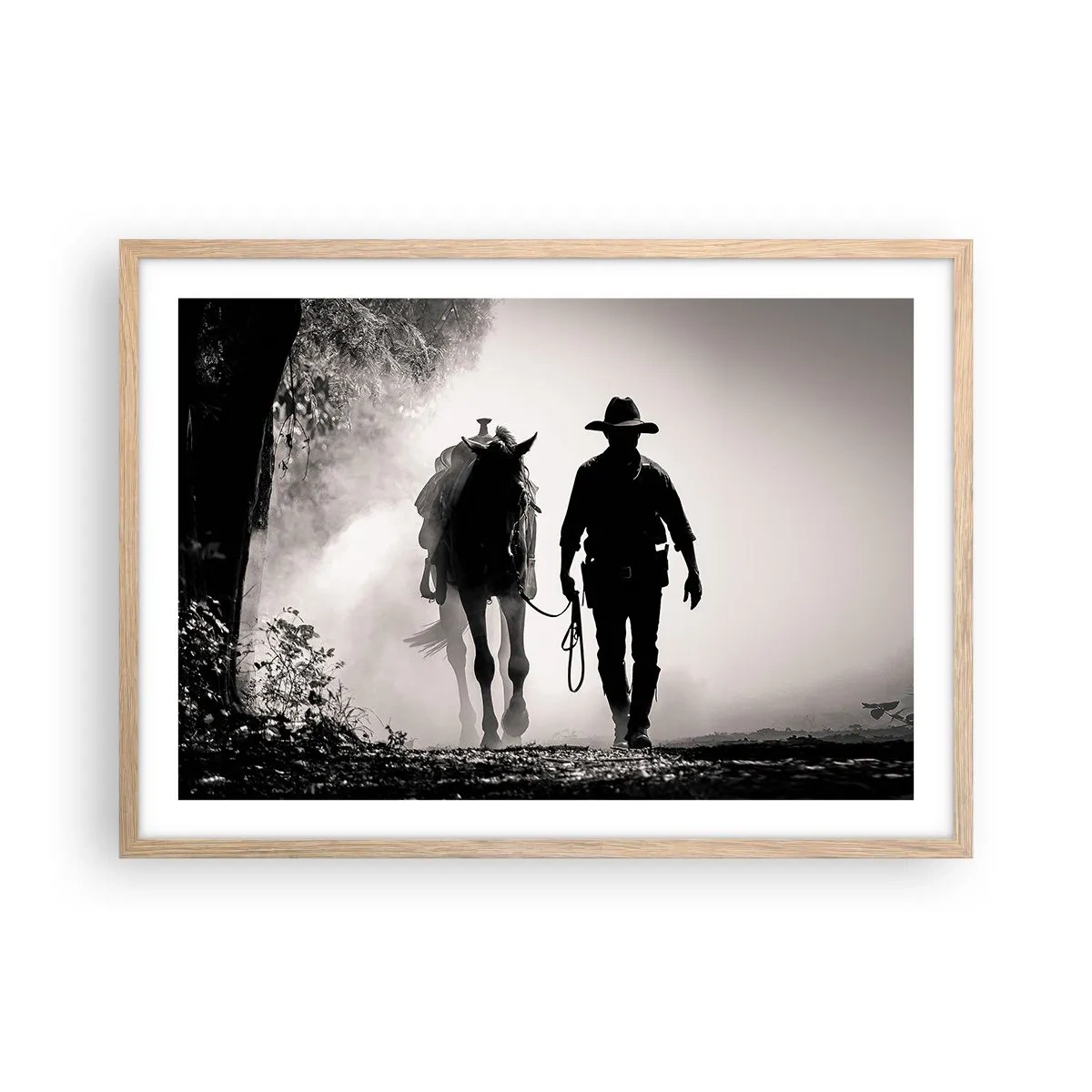 Poster in cornice rovere chiaro - Mattino texano - 70x50 cm