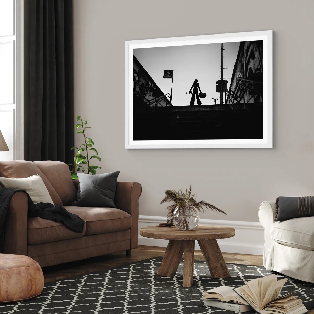 Poster in cornice bianca - Gita cittadina - 100x70 cm