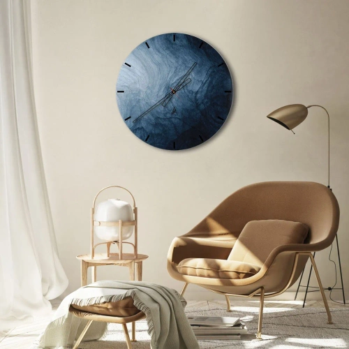 Orologio da parete - Orologio in Vetro - Texture blu scuro astratta e profondamente satura - 30x30cm - Arrivando in profondità - Decorazione murale moderna per soggiorno, cucina e camera da letto ARTTOR