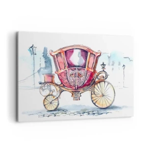 Quadro su tela - Stampe su Tela - Un'elegante illustrazione di una carrozza antica in colori pastello. - 120x80cm - Al matrimonio o al ballo? - Decorazione murale moderna per soggiorno e camera da letto ARTTOR