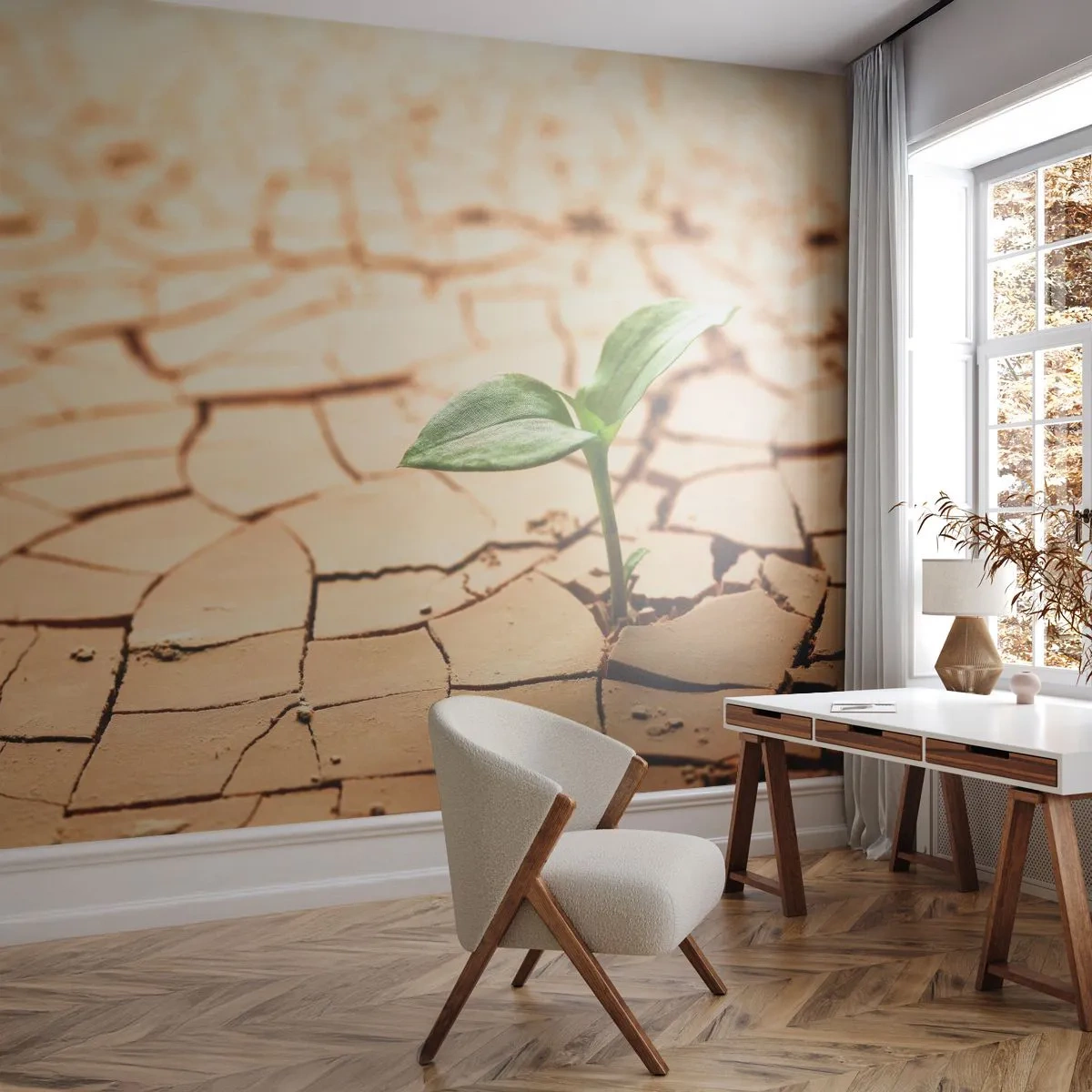 Fotomurali Premium Sand - L'indomita forza della vita - Natura, Pianta, Siccità - 350x256 cm