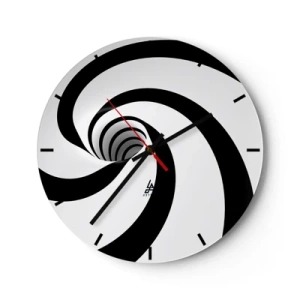 Orologio da parete - Orologio in Vetro - Spirale dinamica in bianco e nero - 30x30cm - Lasciarsi andare al vortice? - Decorazione murale moderna per soggiorno, cucina e camera da letto ARTTOR