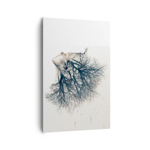 Quadro su tela - Stampe su Tela - Silhouette creativa di una donna e alberi - 80x120cm - In ascolto del sussurro dell'albero - Decorazione murale moderna per soggiorno e camera da letto ARTTOR