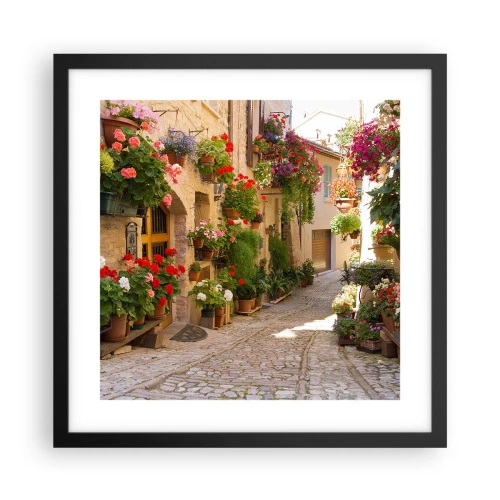 Poster in cornice nera - Un'esplosione di fiori - 40x40 cm