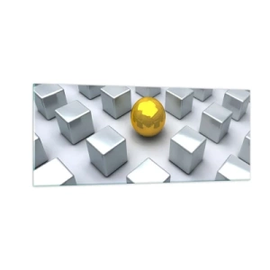 Quadro su vetro - Perché io? Composizione geometrica - 100x40 cm