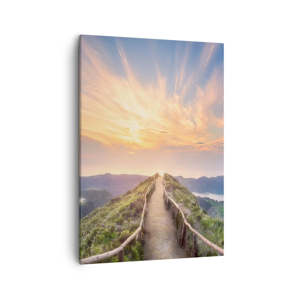 Quadro su tela - Stampe su Tela - Un pittoresco sentiero su una collina con vista sul tramonto - 50x70cm - Vicino al cielo - Decorazione murale moderna per soggiorno e camera da letto ARTTOR