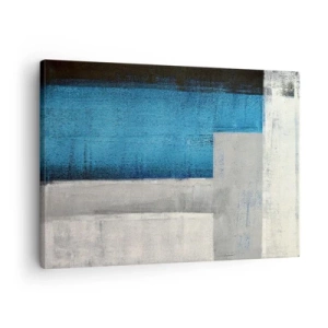 Quadro su tela - Stampe su Tela - Una composizione astratta con sfumature di blu, grigio e bianco. - 70x50cm - Composizione poetica in grigio e blu - Decorazione murale moderna per soggiorno e camera da letto ARTTOR