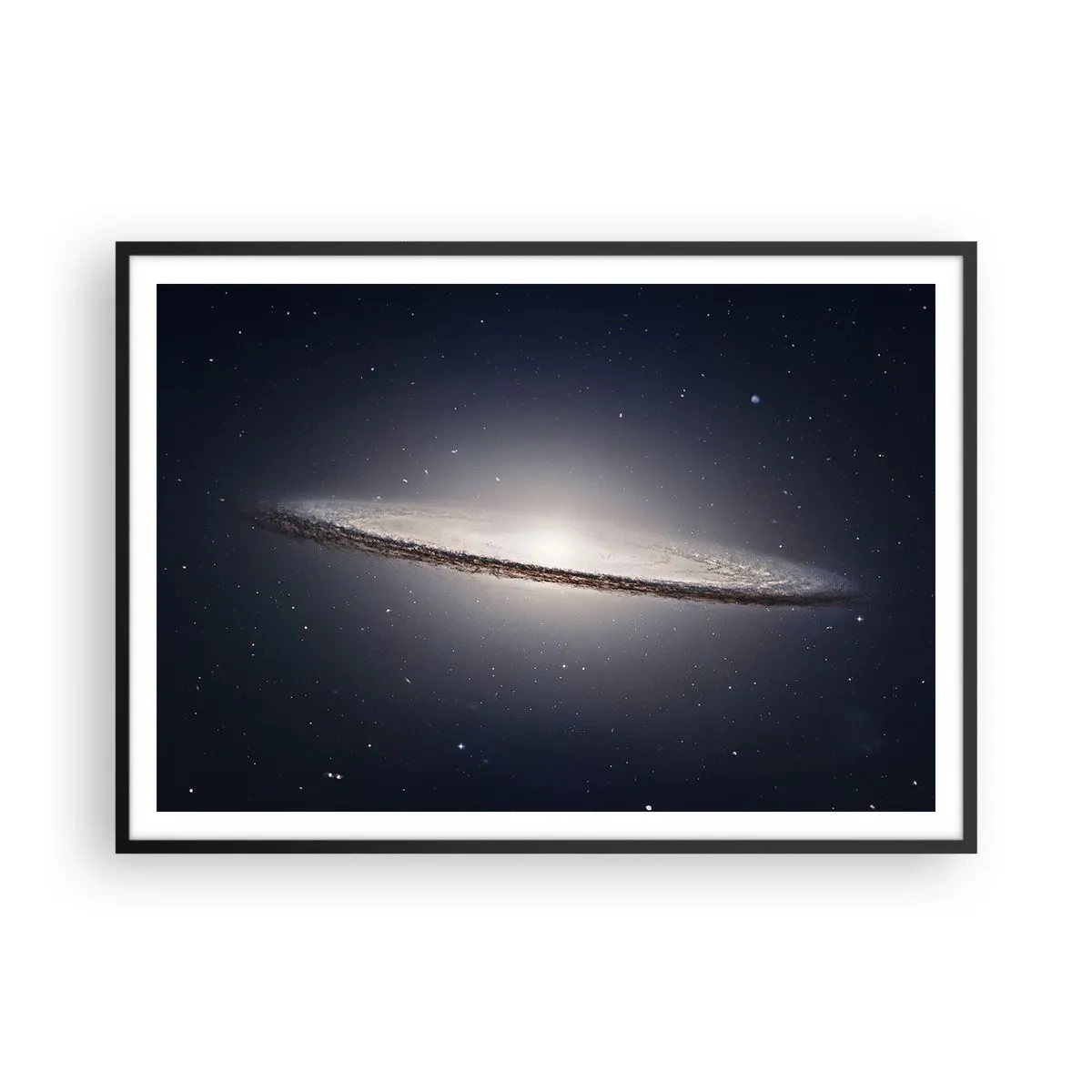 Poster in cornice nera - Una galassia a spirale sullo sfondo dello spazio stellato - 100x70cm - Tanto tempo fa in una lontana galassia... - Decorazione murale moderna per soggiorno e camera da letto ARTTOR