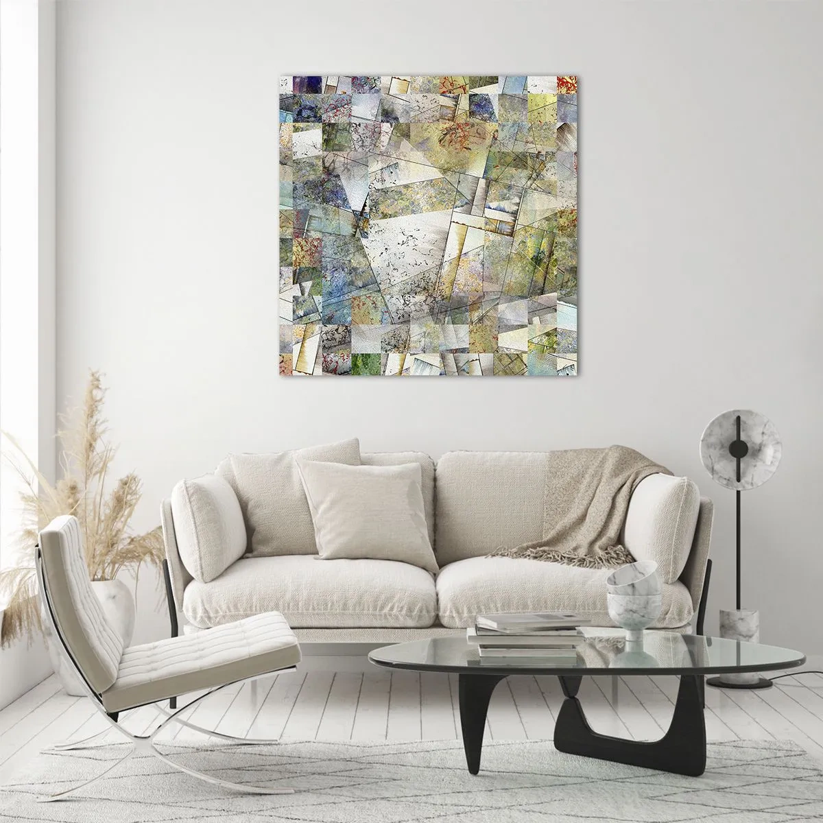 Quadro su vetro - Rimpasto geometrico - 30x30 cm