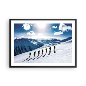 Poster in cornice nera - Un gruppo di alpinisti che scalano un pendio innevato - 70x50cm - La squadra dei conquistatori - Decorazione murale moderna per soggiorno e camera da letto ARTTOR