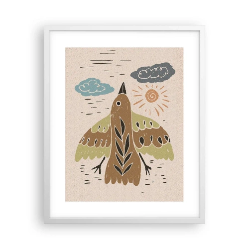 Poster in cornice bianca - Volo gioioso - 40x50 cm