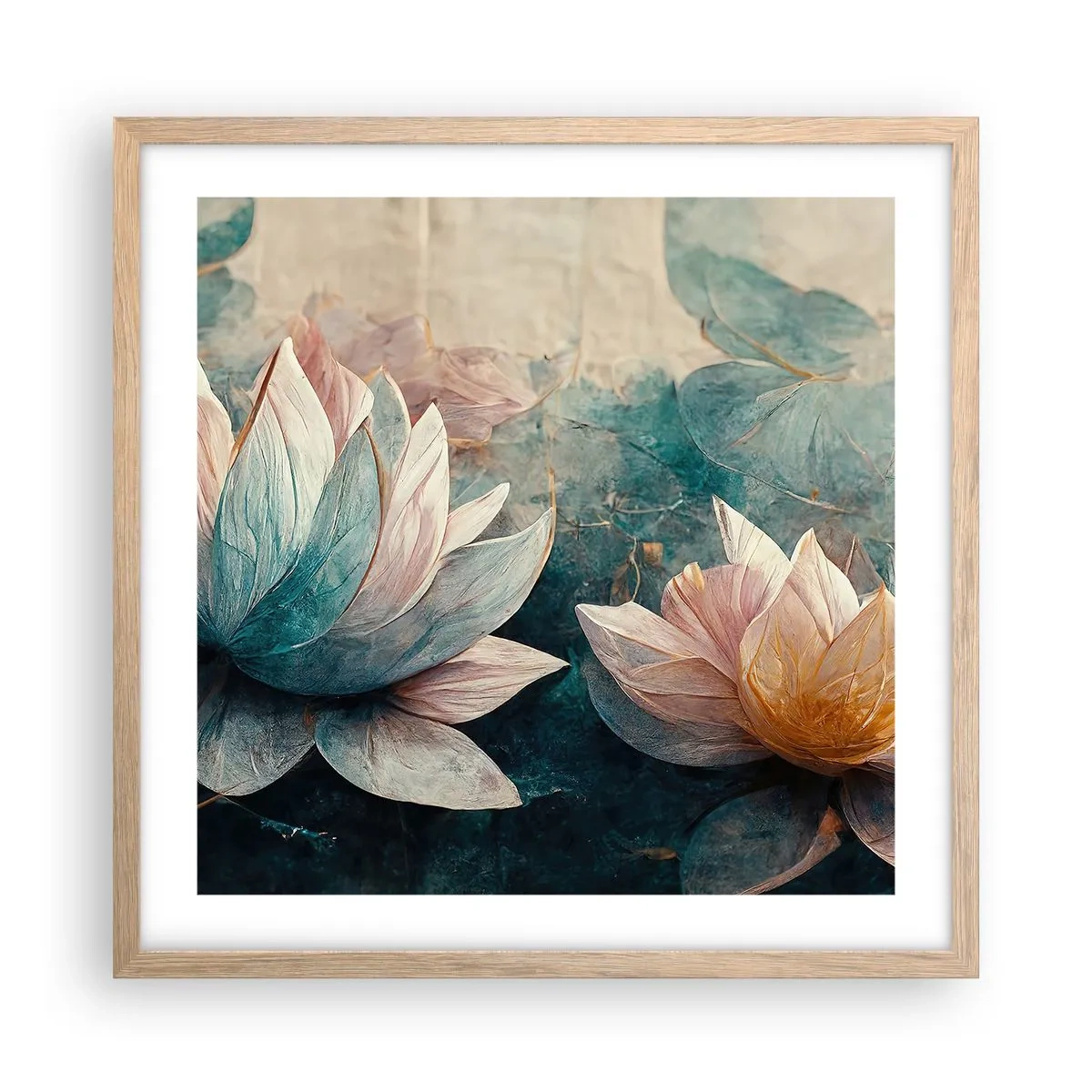 Poster in cornice rovere chiaro - Le stelle del lago - 50x50 cm